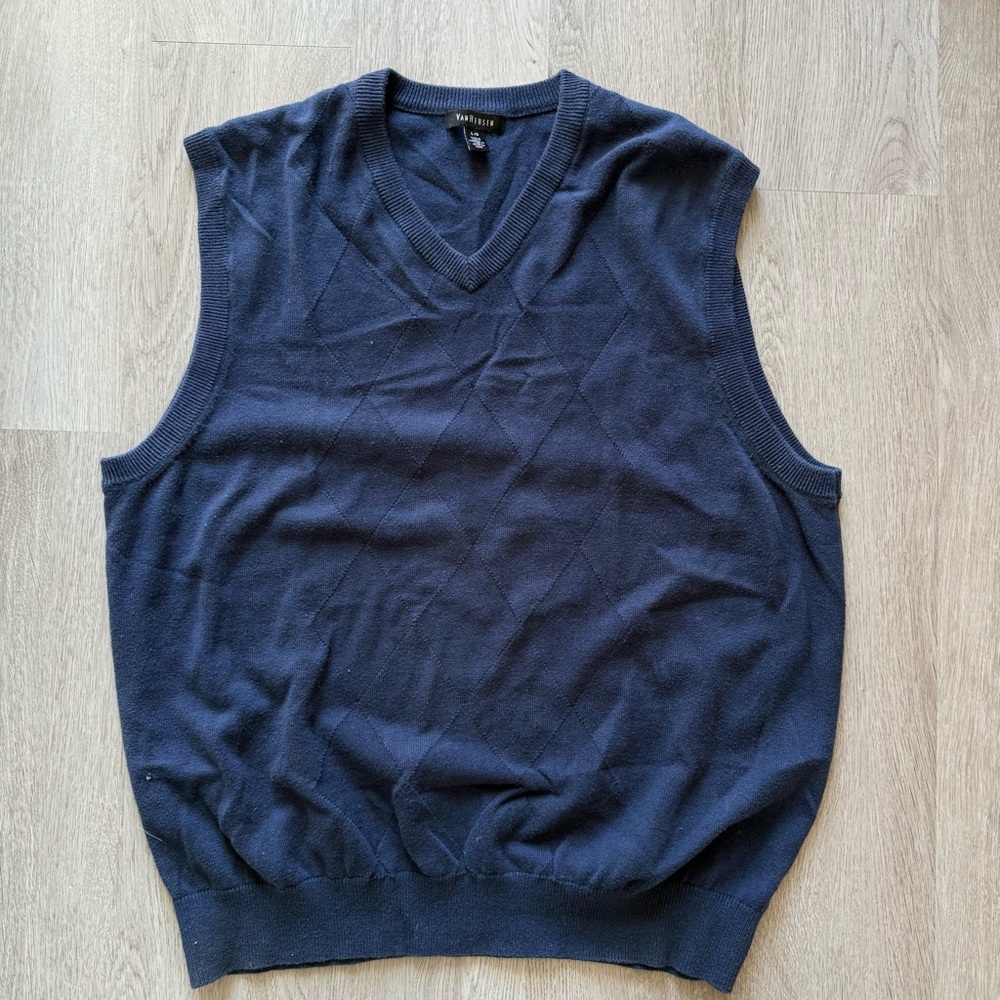 Van Heusen Dark Blue V-Neck Sweater Vest
